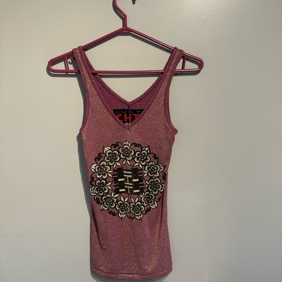 🌸Custo  Chic High Illustration Coture, sparkling pink tank top - Picture 6 of 6